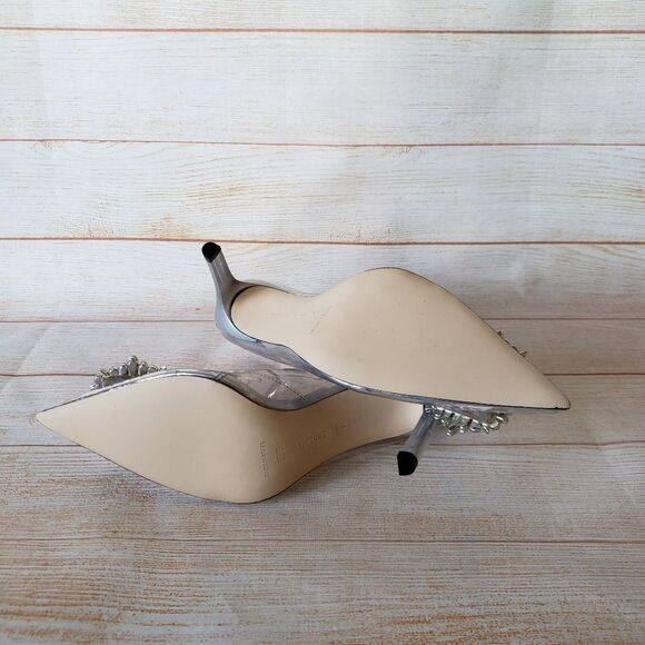 Good American Cinderella Crystal Jeweled Point Toe Clear Translucent Pumps - Picture 12 of 15